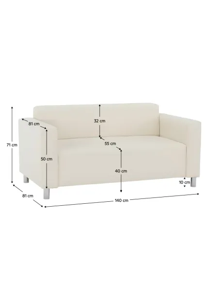 Canapea HOMKER, living, 140x81x71 cm, piele ecologică bej | MobilaOK