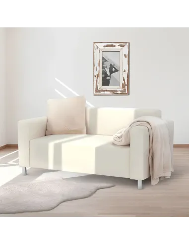 Canapea HOMKER, living, 140x81x71 cm, piele ecologică bej | MobilaOK