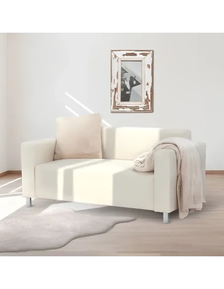 Canapea HOMKER, living, 140x81x71 cm, piele ecologică bej | MobilaOK