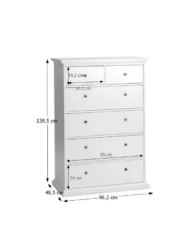 Comodă PARIS, dormitor/hol, 96.2x139.5x48.5 cm, PAL melaminat și MDF lăcuit | MobilaOK