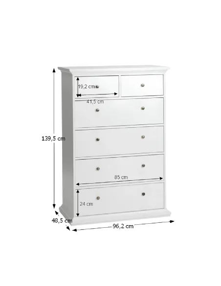 Comodă PARIS, dormitor/hol, 96.2x139.5x48.5 cm, PAL melaminat și MDF lăcuit | MobilaOK