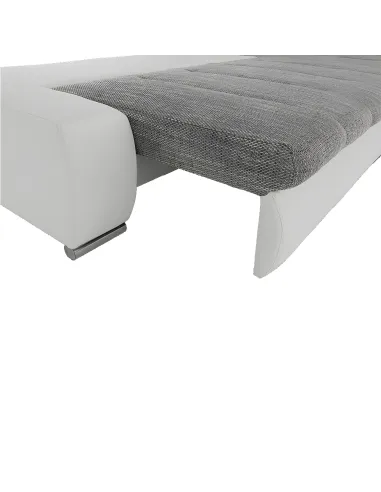 Colțar TONIKS, extensibil cu depozitare, living, 300x215x72 cm, piele ecologică albă/material gri | MobilaOK