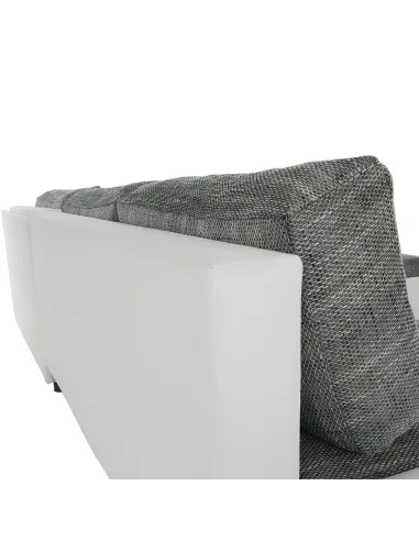 Colțar TONIKS, extensibil cu depozitare, living, 300x215x72 cm, piele ecologică albă/material gri | MobilaOK