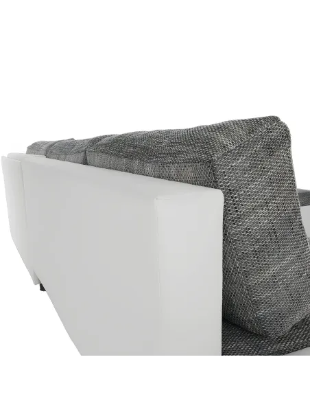 Colțar TONIKS, extensibil cu depozitare, living, 300x215x72 cm, piele ecologică albă/material gri | MobilaOK