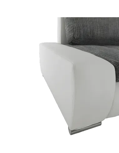 Colțar TONIKS, extensibil cu depozitare, living, 300x215x72 cm, piele ecologică albă/material gri | MobilaOK