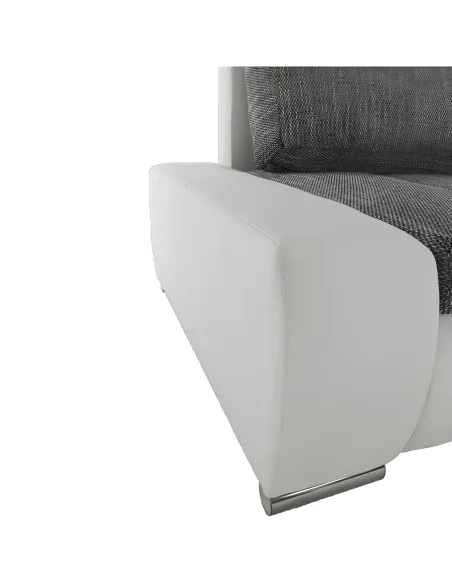 Colțar TONIKS, extensibil cu depozitare, living, 300x215x72 cm, piele ecologică albă/material gri | MobilaOK