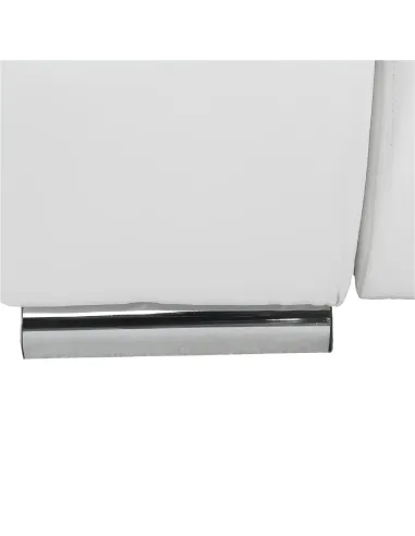 Colțar TONIKS, extensibil cu depozitare, living, 300x215x72 cm, piele ecologică albă/material gri | MobilaOK
