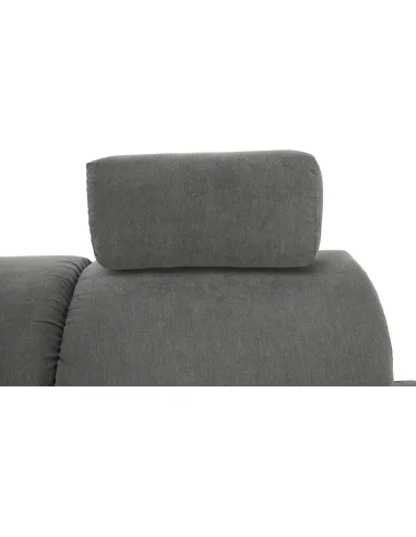 Colțar extensibil SANTIAGO, living, 260x86/106x168 cm, Piele ecologică alb/Textil gri, picioare metalice | MobilaOK