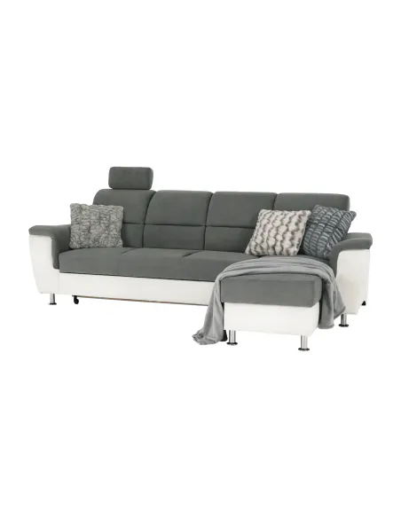 Colțar extensibil, SANTIAGO, living/dormitor, 260x168 cm, piele ecologică/material textil | MobilaOK