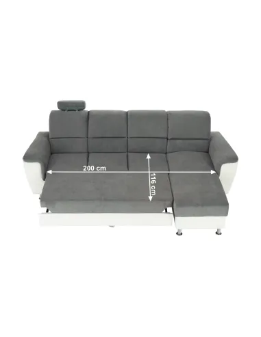 Colțar extensibil, SANTIAGO, living/dormitor, 260x168 cm, piele ecologică/material textil | MobilaOK
