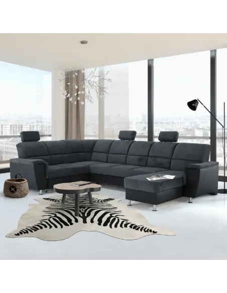 Colțar SANTIAGO U, living, 325x86/106x168/217 cm, piele eco & textil | MobilaOK