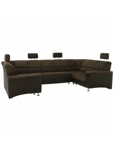 Colțar, SANTIAGO U MARE, living, 338 x 86/106 x 217/217 cm, Piele ecologică/Textil maro | MobilaOK