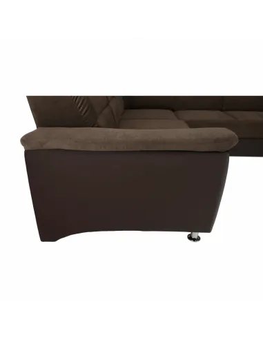 Colțar, SANTIAGO U MARE, living, 338 x 86/106 x 217/217 cm, Piele ecologică/Textil maro | MobilaOK