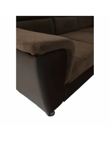 Colțar, SANTIAGO U MARE, living, 338 x 86/106 x 217/217 cm, Piele ecologică/Textil maro | MobilaOK