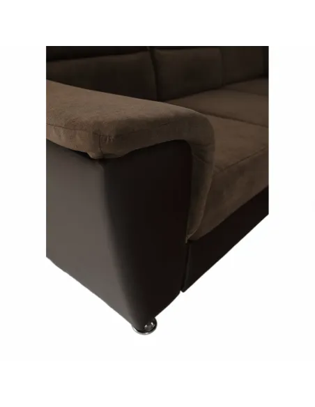 Colțar, SANTIAGO U MARE, living, 338 x 86/106 x 217/217 cm, Piele ecologică/Textil maro | MobilaOK