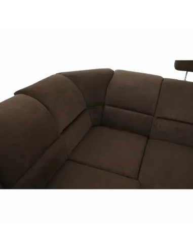 Colțar, SANTIAGO U MARE, living, 338 x 86/106 x 217/217 cm, Piele ecologică/Textil maro | MobilaOK
