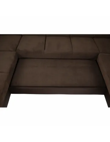 Colțar, SANTIAGO U MARE, living, 338 x 86/106 x 217/217 cm, Piele ecologică/Textil maro | MobilaOK