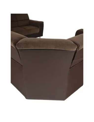 Colțar, SANTIAGO U MARE, living, 338 x 86/106 x 217/217 cm, Piele ecologică/Textil maro | MobilaOK