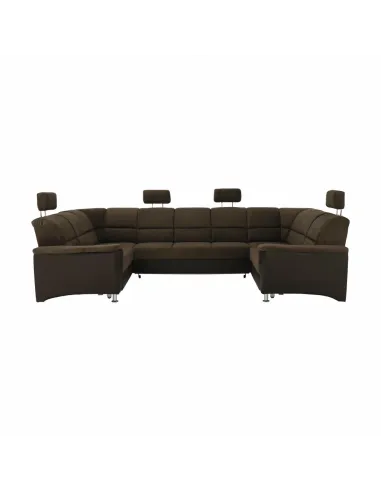 Colțar, SANTIAGO U MARE, living, 338 x 86/106 x 217/217 cm, Piele ecologică/Textil maro | MobilaOK