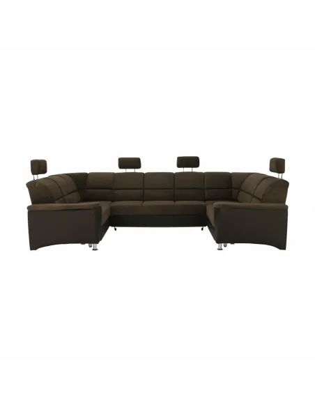 Colțar, SANTIAGO U MARE, living, 338 x 86/106 x 217/217 cm, Piele ecologică/Textil maro | MobilaOK