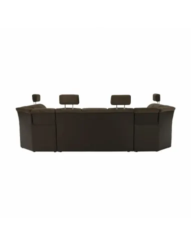 Colțar, SANTIAGO U MARE, living, 338 x 86/106 x 217/217 cm, Piele ecologică/Textil maro | MobilaOK