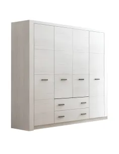 Dulap INFINITY I-18 pentru dormitor/hol, 178x214x58 cm, PAL melaminat frasin alb | MobilaOK