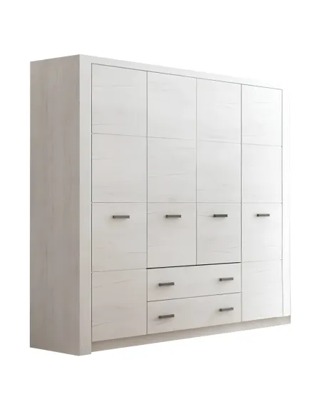 Dulap INFINITY I-18 pentru dormitor/hol, 178x214x58 cm, PAL melaminat frasin alb | MobilaOK