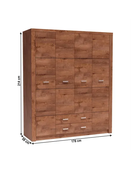 Dulap INFINITY I-18 pentru dormitor/living, 178x214x58 cm, PAL melaminat frasin | MobilaOK
