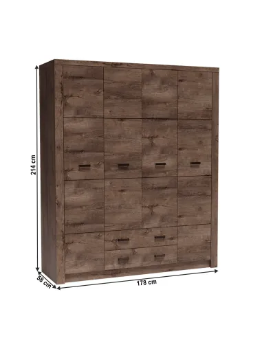 Dulap INFINITY I-18 pentru dormitor, 178x214x58 cm, PAL melaminat frasin închis | MobilaOK