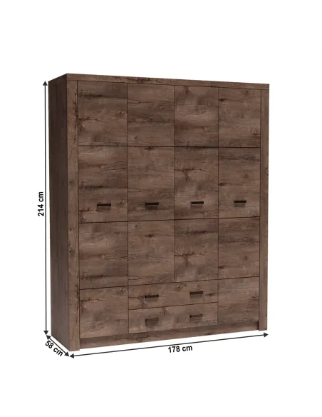 Dulap INFINITY I-18 pentru dormitor, 178x214x58 cm, PAL melaminat frasin închis | MobilaOK