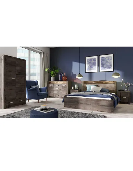 Dulap INFINITY I-18 pentru dormitor, 178x214x58 cm, PAL melaminat frasin închis | MobilaOK