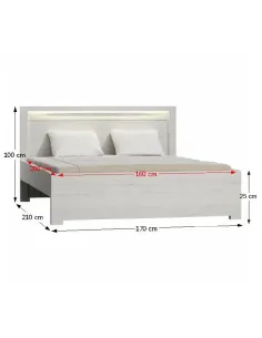 Pat INFINITY I-19 dormitor 160x200 PAL melaminat, frasin alb | MobilaOK 2
