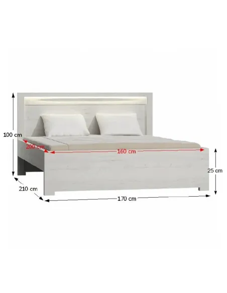 Pat INFINITY I-19 dormitor 160x200 PAL melaminat, frasin alb | MobilaOK