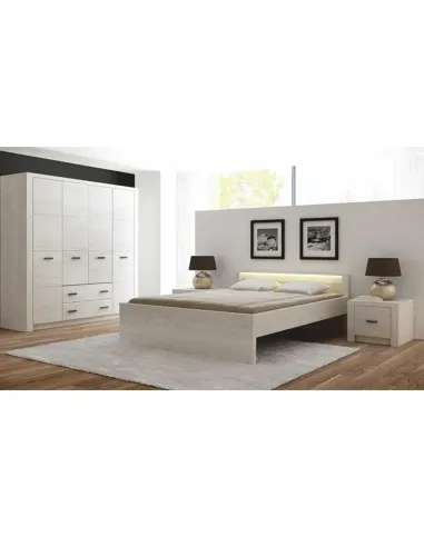 Pat INFINITY I-19 dormitor 160x200 PAL melaminat, frasin alb | MobilaOK