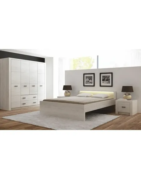 Pat INFINITY I-19 dormitor 160x200 PAL melaminat, frasin alb | MobilaOK