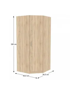 Dulap de colț INVITA, stejar sonoma, pentru dormitor, 90.5x90.5x200 cm, PAL melaminat | MobilaOK 2