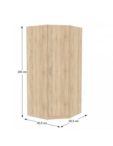 Dulap de colț INVITA, stejar sonoma, pentru dormitor, 90.5x90.5x200 cm, PAL melaminat | MobilaOK
