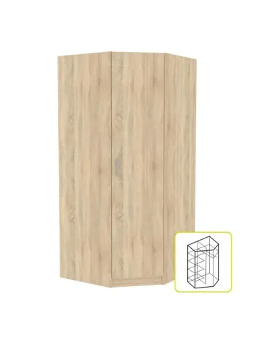 Dulap de colț INVITA, stejar sonoma, pentru dormitor, 90.5x90.5x200 cm, PAL melaminat | MobilaOK