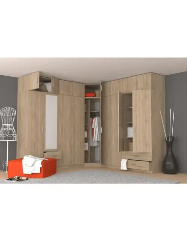 Dulap de colț INVITA, stejar sonoma, pentru dormitor, 90.5x90.5x200 cm, PAL melaminat | MobilaOK