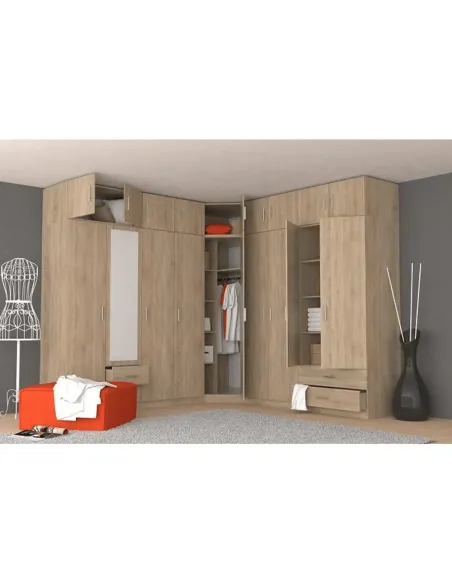 Dulap de colț, INVITA, dormitor/hol/living, 91x91x40 cm, PAL melaminat stejar sonoma | MobilaOK
