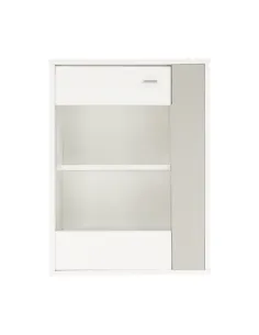 Mobilier living GENTA, alb/gri, 210x42x180 cm, PAL melaminat | MobilaOK 2