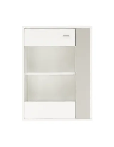 Mobilier living GENTA, alb/gri, 210x42x180 cm, PAL melaminat | MobilaOK