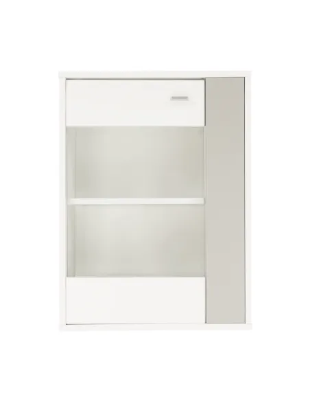 Mobilier living GENTA, alb/gri, 210x42x180 cm, PAL melaminat | MobilaOK