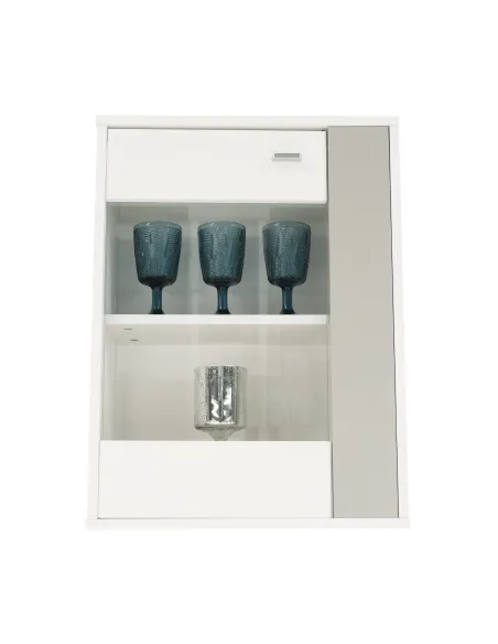 Mobilier living GENTA, alb/gri, 210x42x180 cm, PAL melaminat | MobilaOK