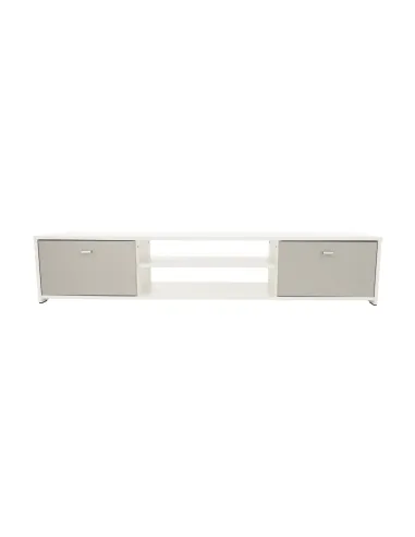Mobilier living GENTA, alb/gri, 210x42x180 cm, PAL melaminat | MobilaOK