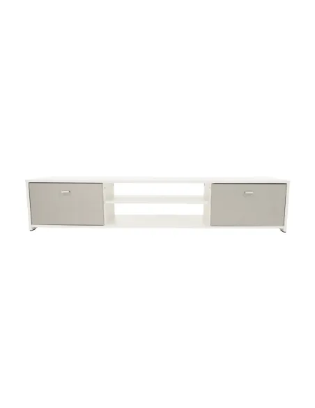 Mobilier living GENTA, alb/gri, 210x42x180 cm, PAL melaminat | MobilaOK