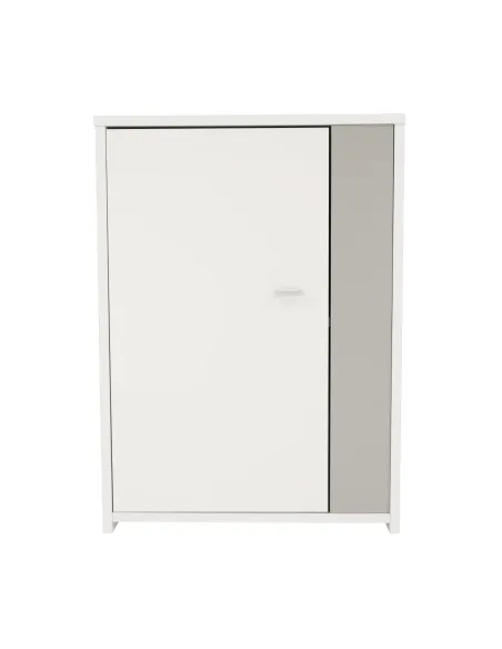 Mobilier living GENTA, alb/gri, 210x42x180 cm, PAL melaminat | MobilaOK