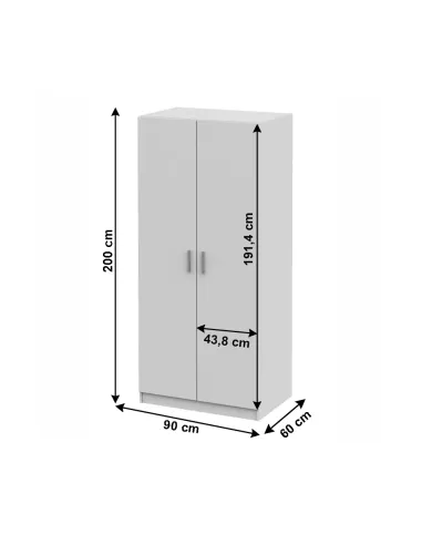 Dulap INVITA Tip 4 pentru dormitor/hol, 90x60x200 cm, PAL melaminat | MobilaOK
