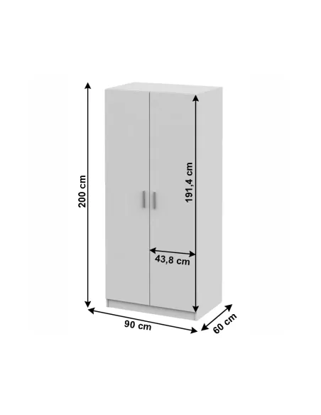 Dulap INVITA Tip 4 pentru dormitor/hol, 90x60x200 cm, PAL melaminat | MobilaOK