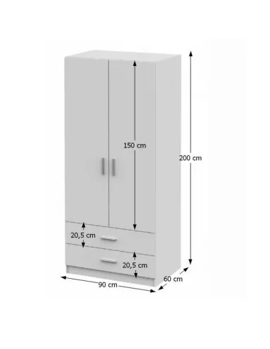 Dulap INVITA Tip 5 pentru dormitor/hol, 90x60x200 cm, PAL melaminat | MobilaOK